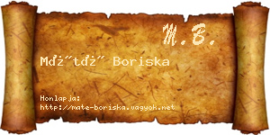 Máté Boriska névjegykártya